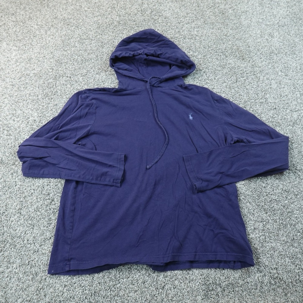 Polo Ralph Lauren Hoodie Mens L Blue Pullover Sweatshirt Long Sleeve Shirt Pony